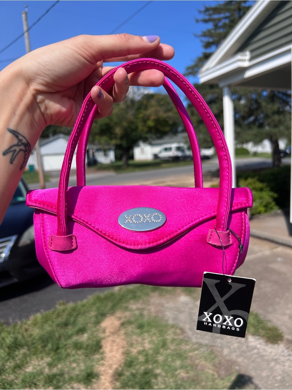 NWT Vintage Y2K XOXO Fuchsia Pink Mini Shoulder Bag Baguette Purse